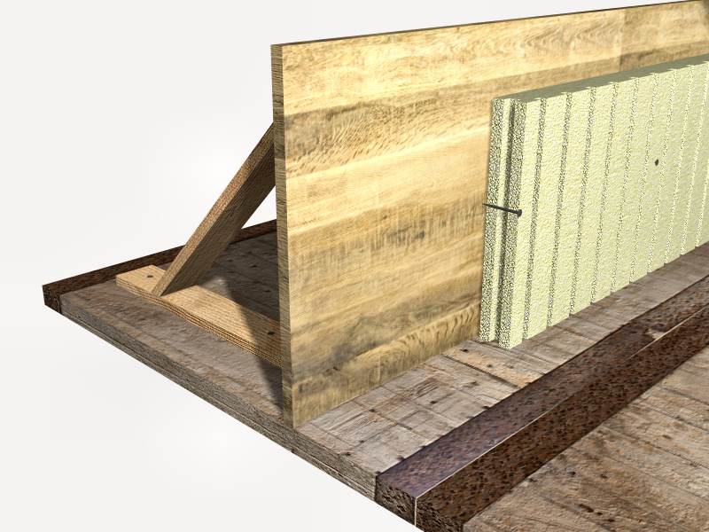 Clouage du coffrage de la structure avant bétonnage